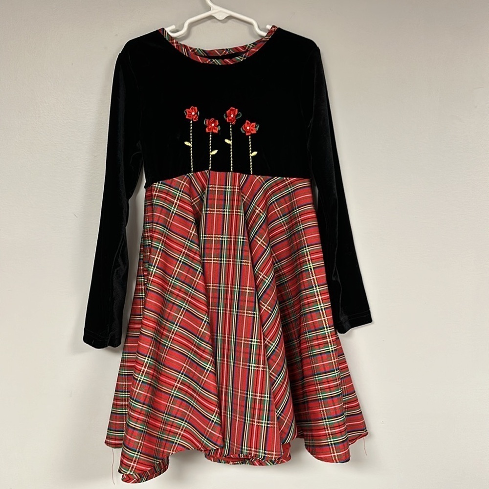 Beautiful Good Lad of Philadelphia Girls 6X Plaid Velvet Holiday Lined Dress EUC